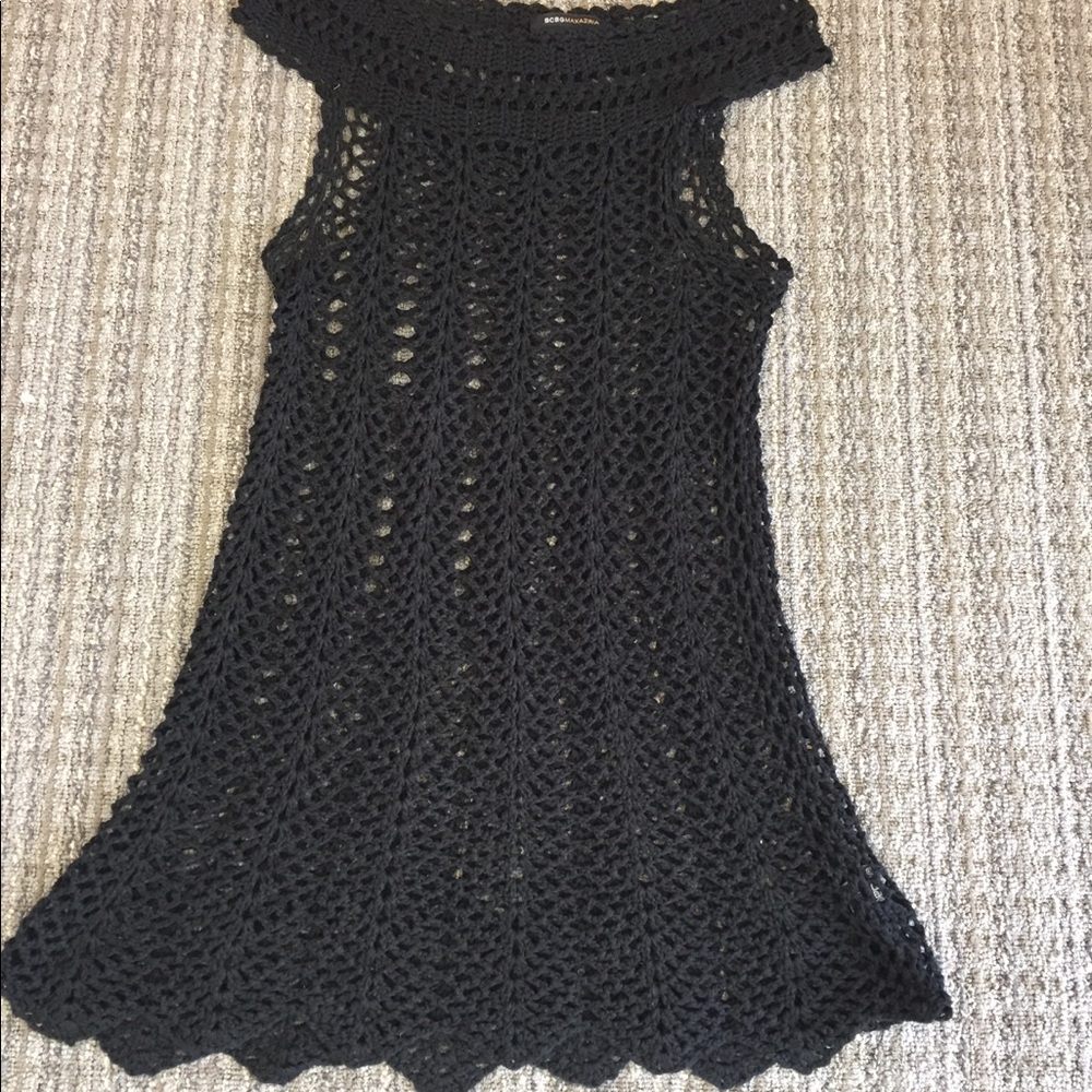 BCBG hand knitted dress see-through lace